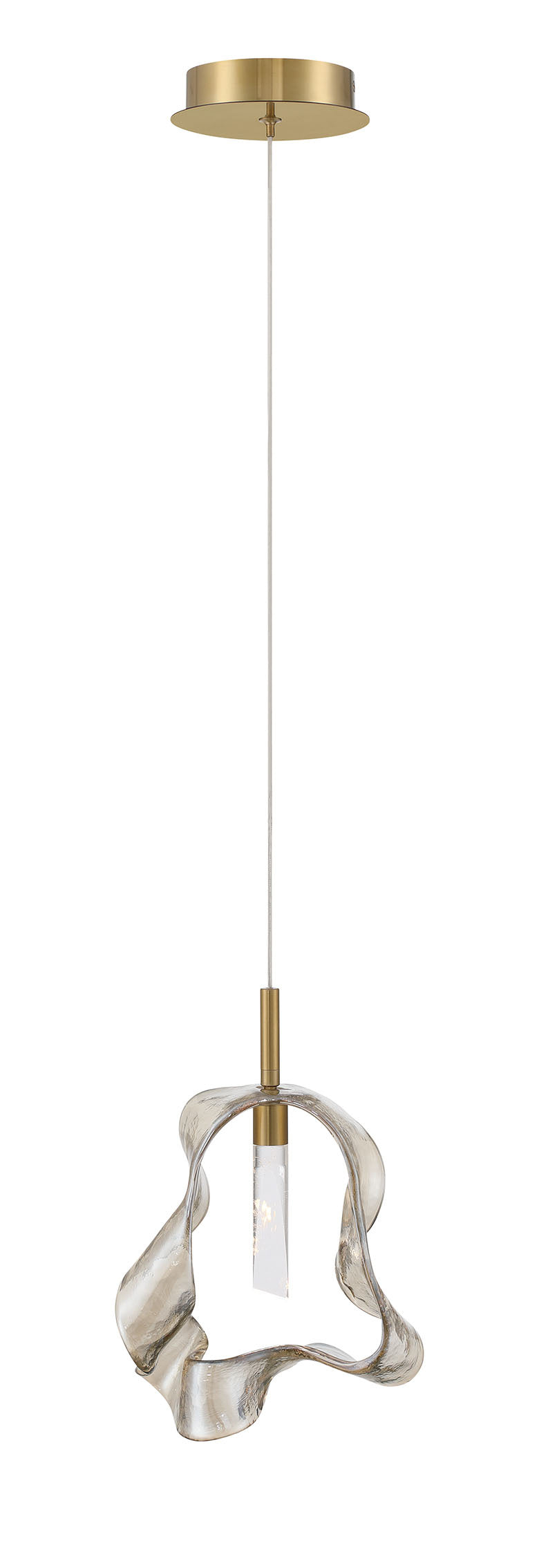 Eurofase Norah 13" Pendant, Gold with Amber Glass, front view