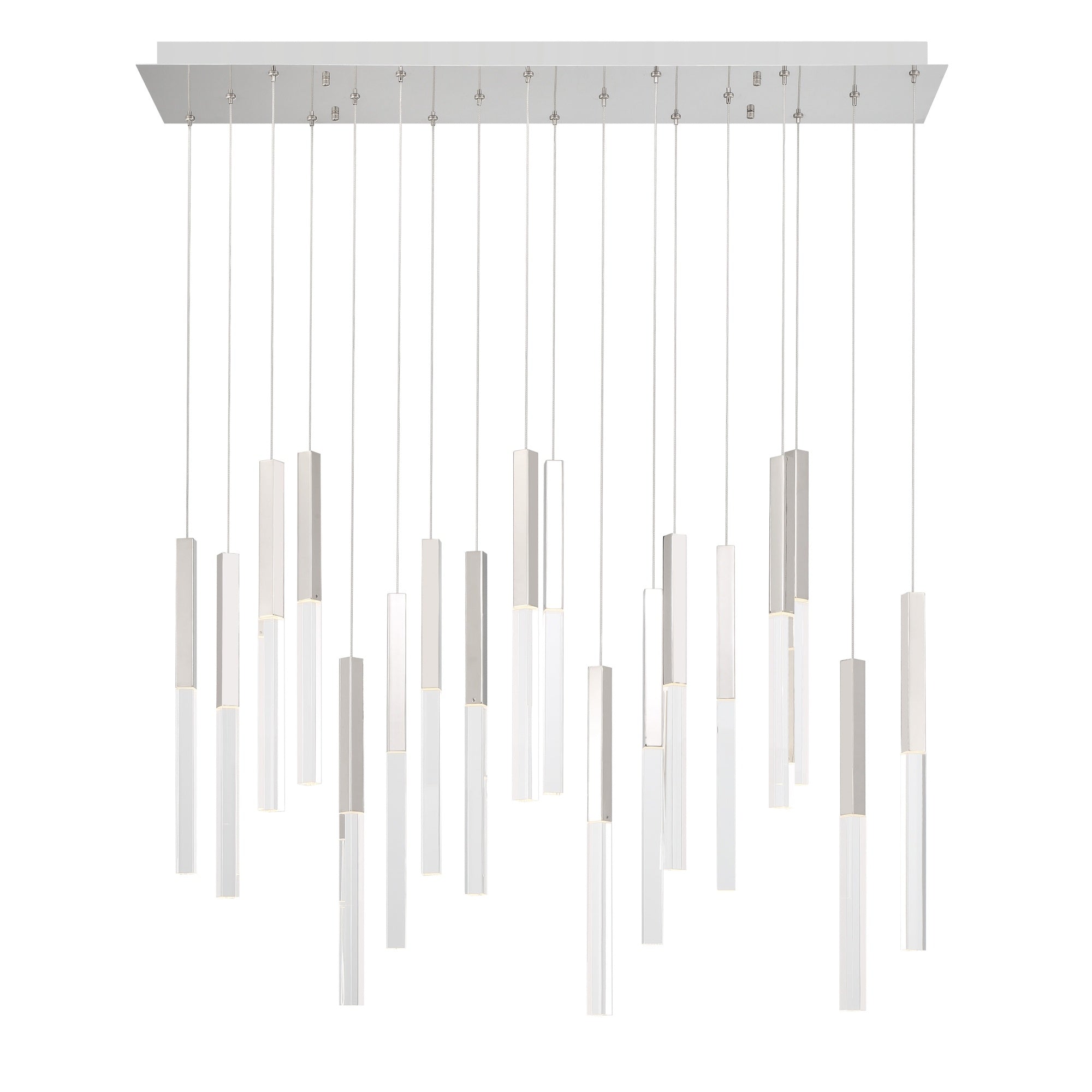 Eurofase Benicio 42" 18-Light LED Chandelier, Polished Nickel with Clear Glass, front view