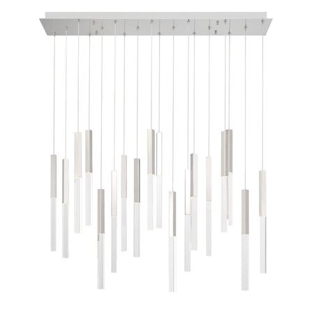 Eurofase Benicio 42" 18-Light LED Chandelier, Polished Nickel with Clear Glass, front view