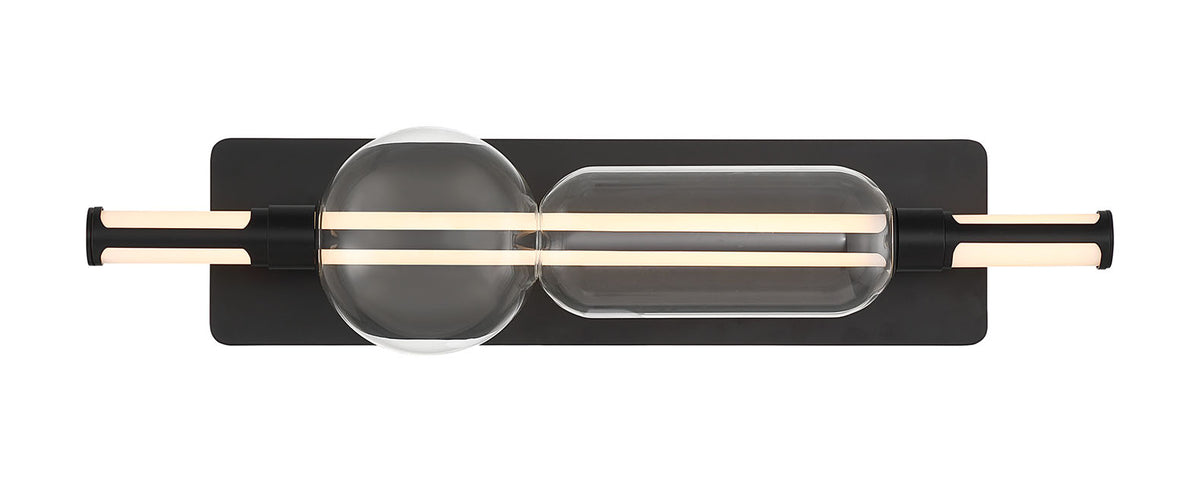 Eurofase Lucent 26" LED Vanity, Matte Black with Clear Glass, front view