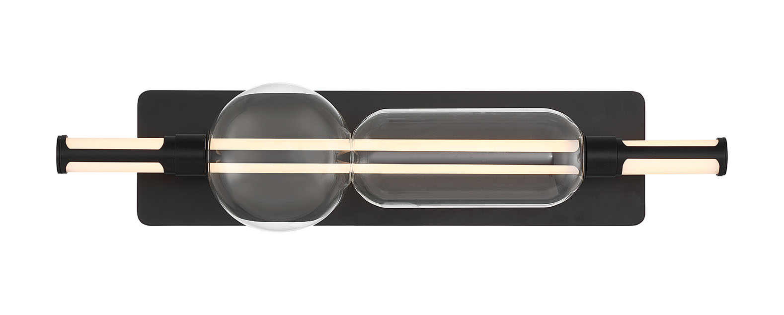 Eurofase Lucent 26" LED Vanity, Matte Black with Clear Glass, front view