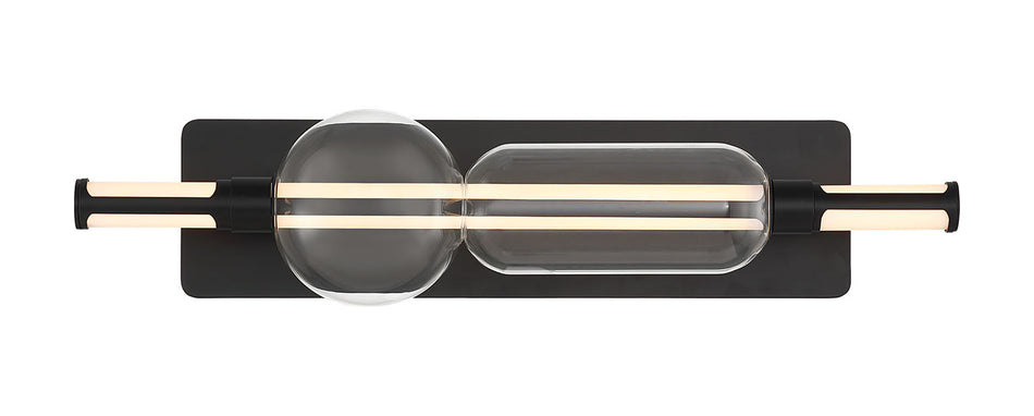 Eurofase Lucent 26" LED Vanity, Matte Black with Clear Glass, front view