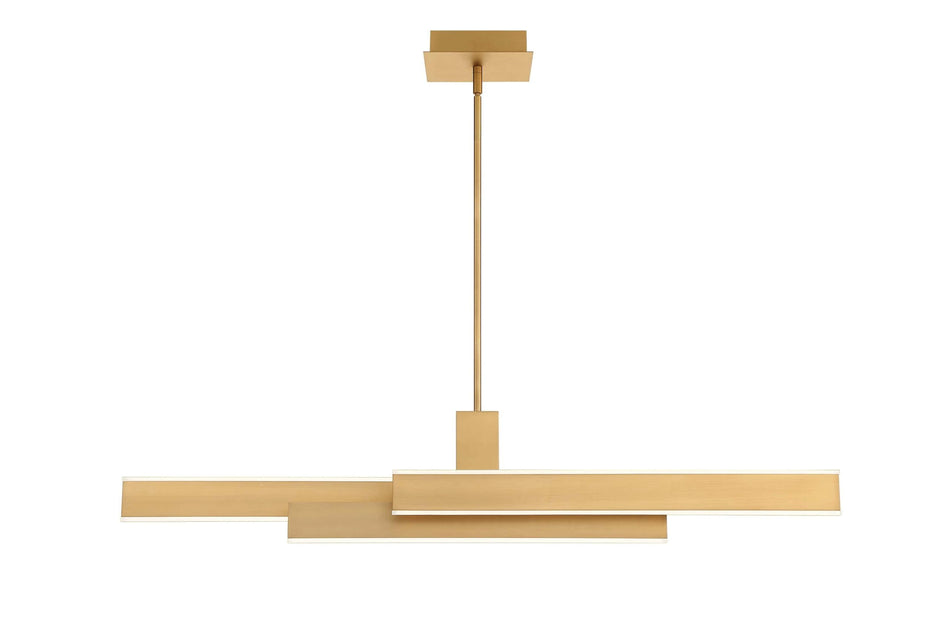 Eurofase Cameno 45" LED Chandelier, Matte Gold with White Acrylic, front view
