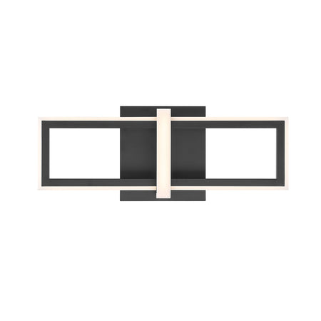 Eurofase Bordo 16" LED Outdoor Wall Light, Matte Black with White Acrylic, front view