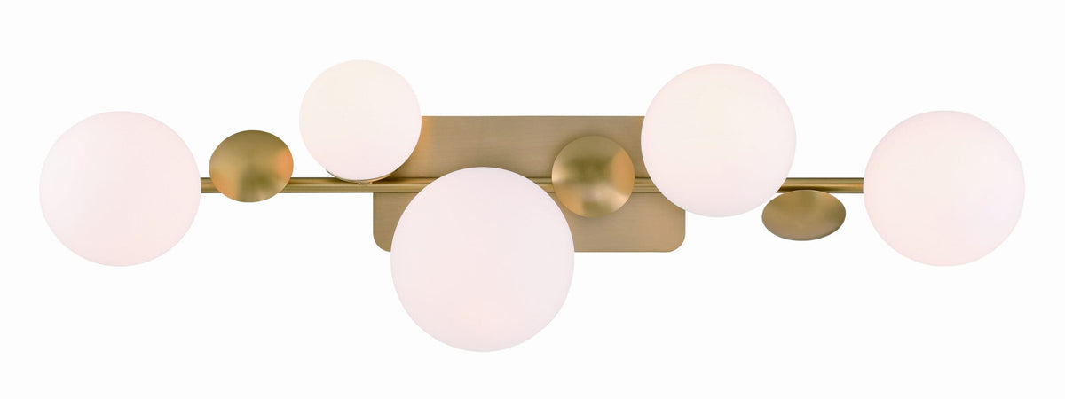 Eurofase Vine 5-Light LED Vanity, Gold with Opal Glass, front view