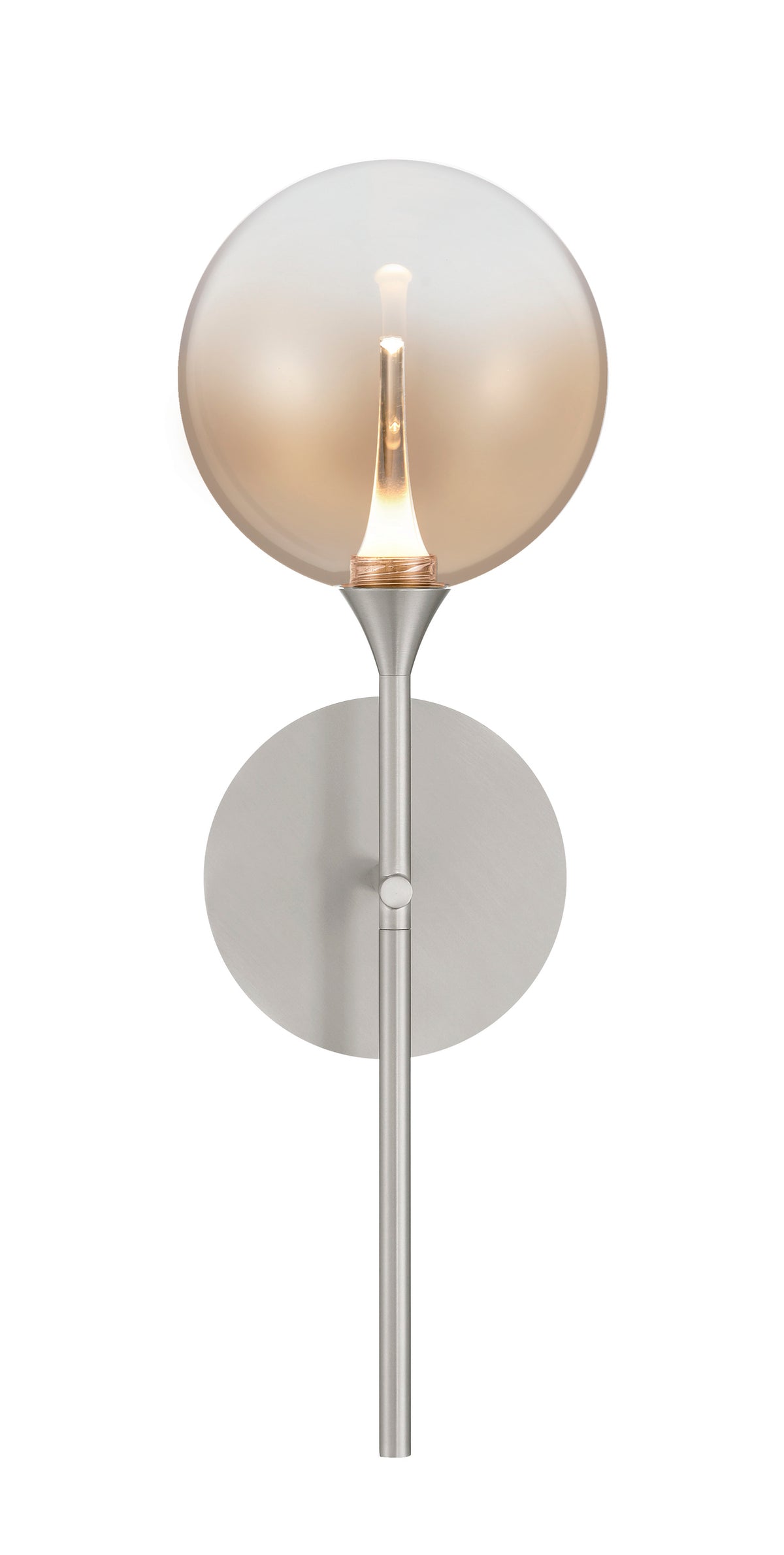 Eurofase Iissa 19" LED Wall Sconce, Satin Nickel with Smoked Glass, front view