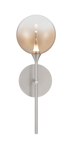 Eurofase Iissa 19" LED Wall Sconce, Satin Nickel with Smoked Glass, front view