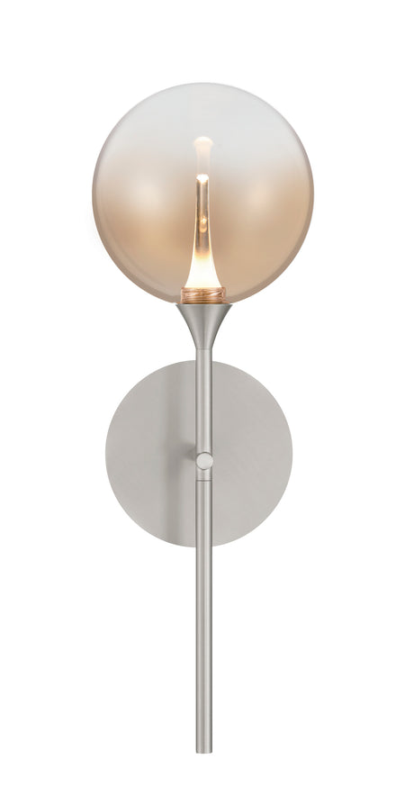 Eurofase Iissa 19" LED Wall Sconce, Satin Nickel with Smoked Glass, front view