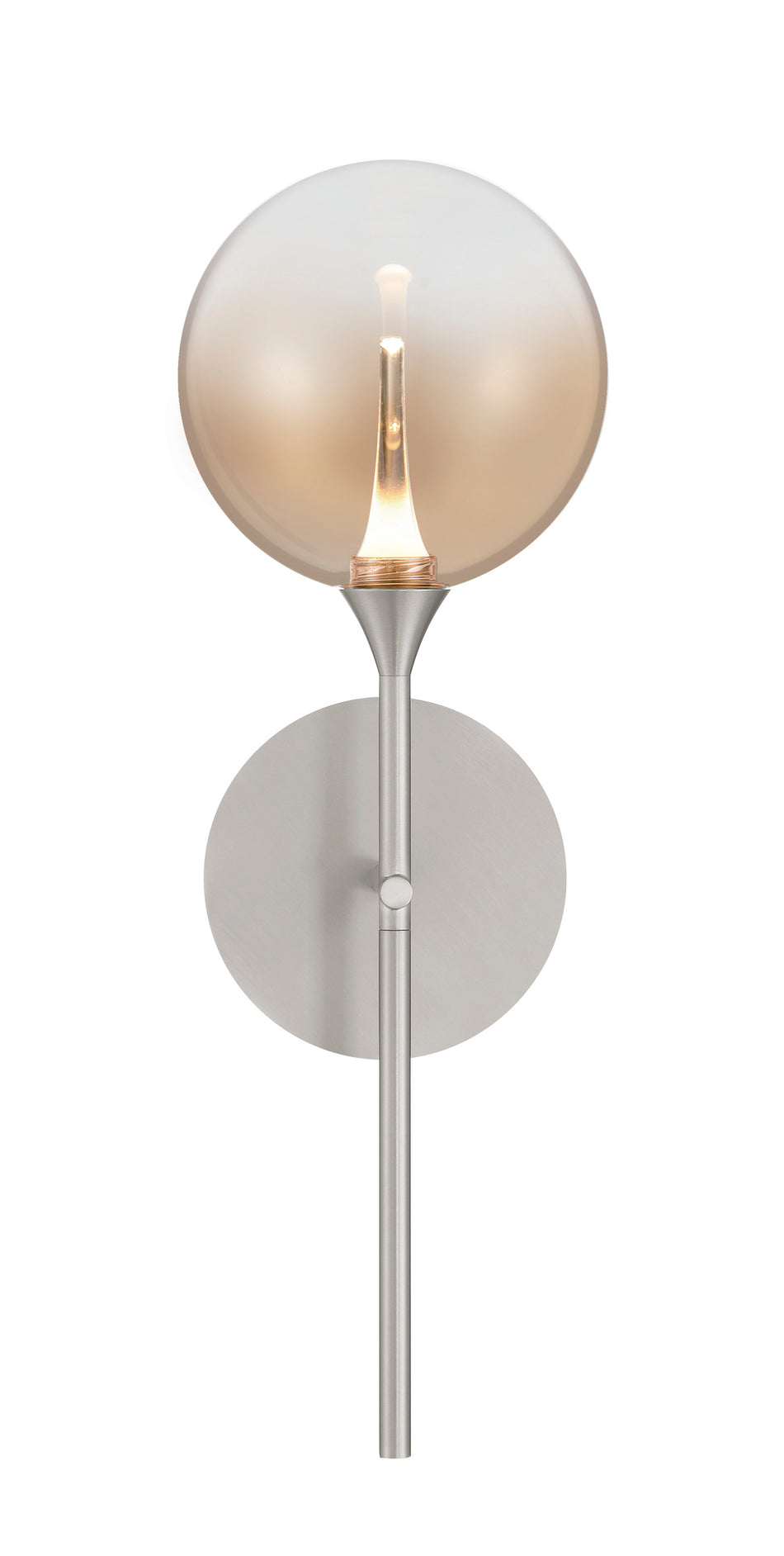 Eurofase Iissa 19" LED Wall Sconce, Satin Nickel with Smoked Glass, front view