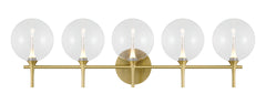 Eurofase Iissa 5-Light LED Vanity, Gold with Clear Glass, front view