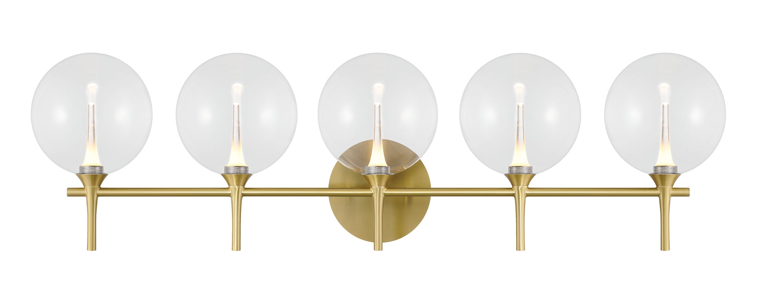 Eurofase Iissa 5-Light LED Vanity, Gold with Clear Glass, front view