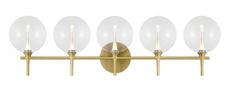 Eurofase Iissa 5-Light LED Vanity, Gold with Clear Glass, front view