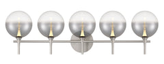 Eurofase Iissa 5-Light LED Vanity, Satin Nickel with Smoked Glass, front view
