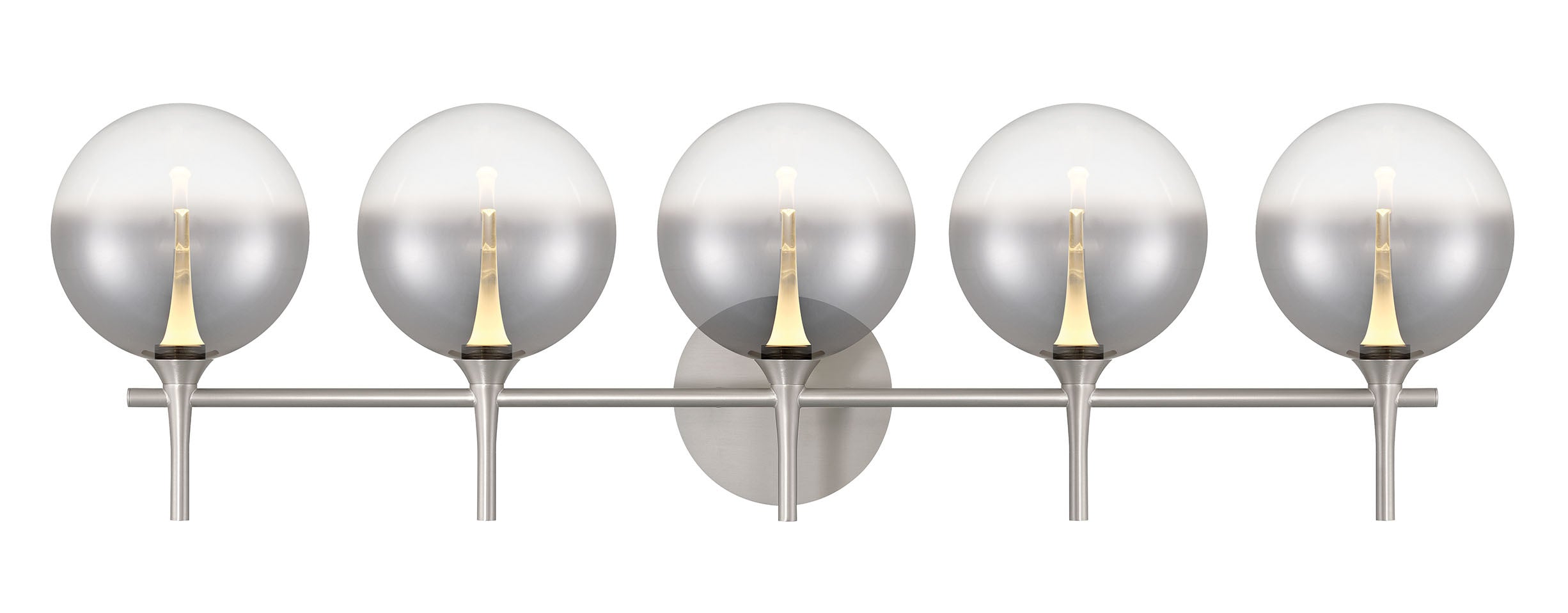 Eurofase Iissa 5-Light LED Vanity, Satin Nickel with Smoked Glass, front view