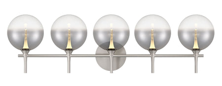 Eurofase Iissa 5-Light LED Vanity, Satin Nickel with Smoked Glass, front view