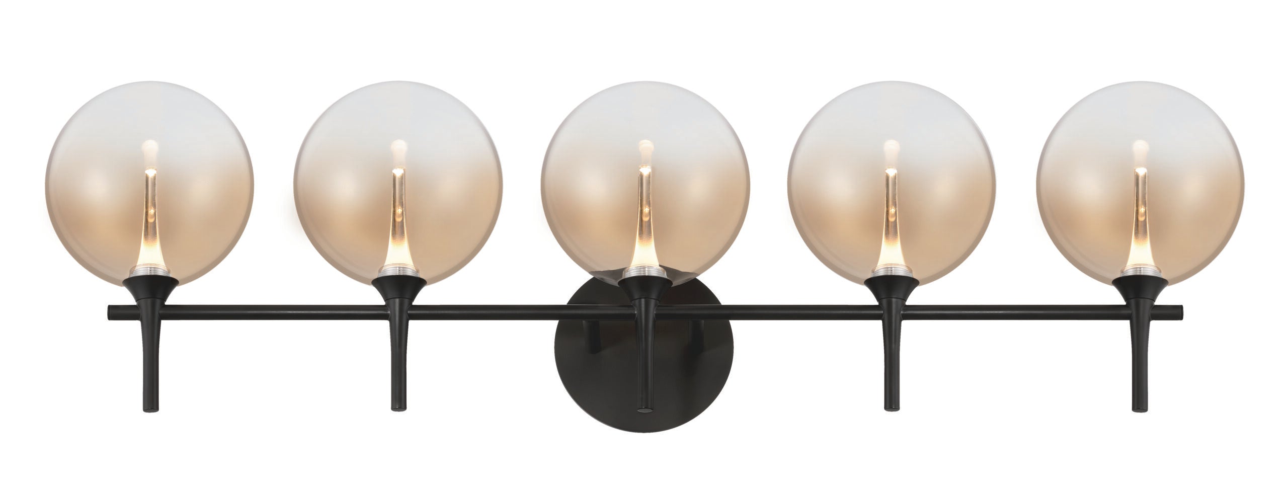 Eurofase Iissa 5-Light LED Vanity, Matte Black with Amber Glass, front view
