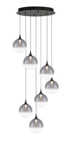 Eurofase Iissa 21" 7-Light LED Chandelier, Black, front view
