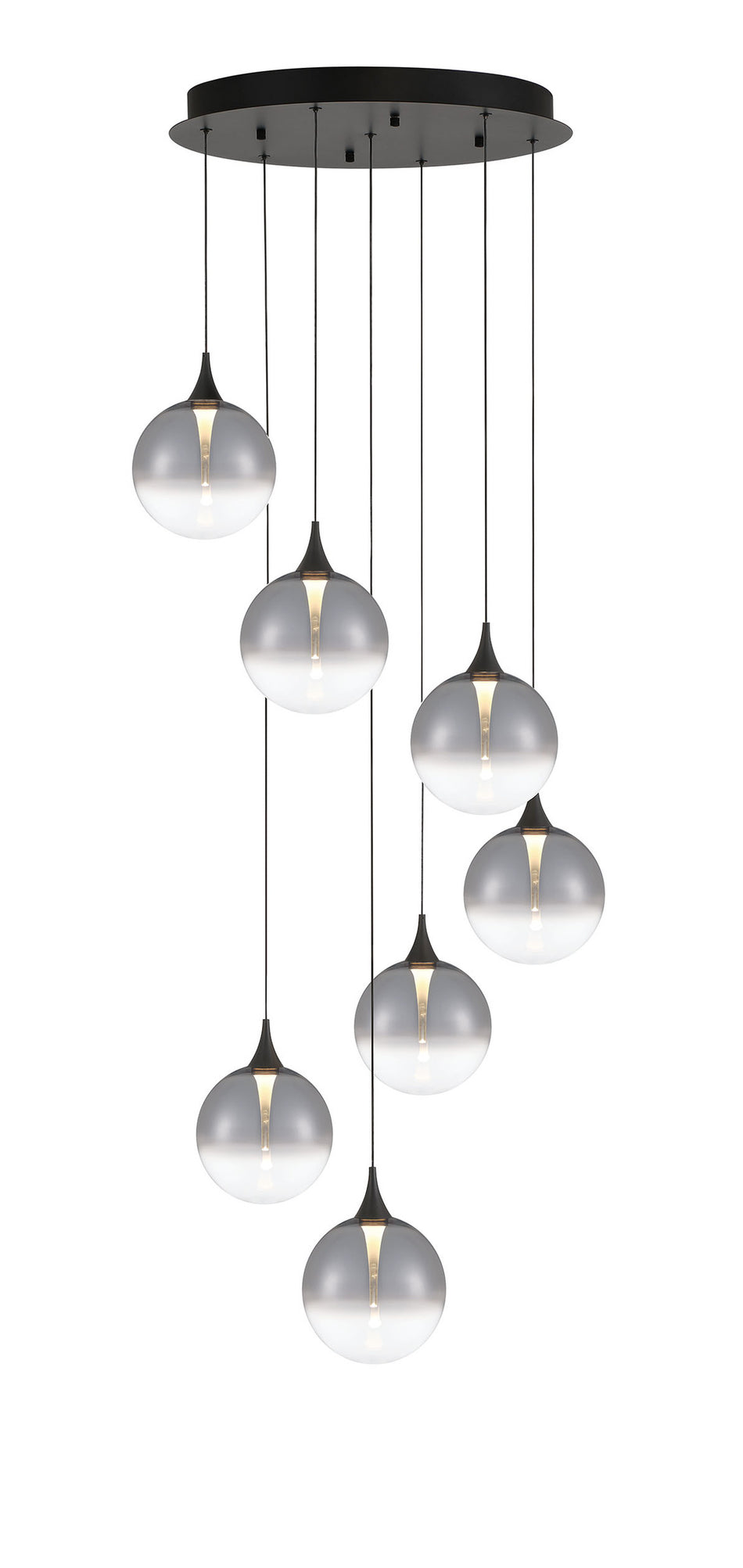 Eurofase Iissa 21" 7-Light LED Chandelier, Black, front view