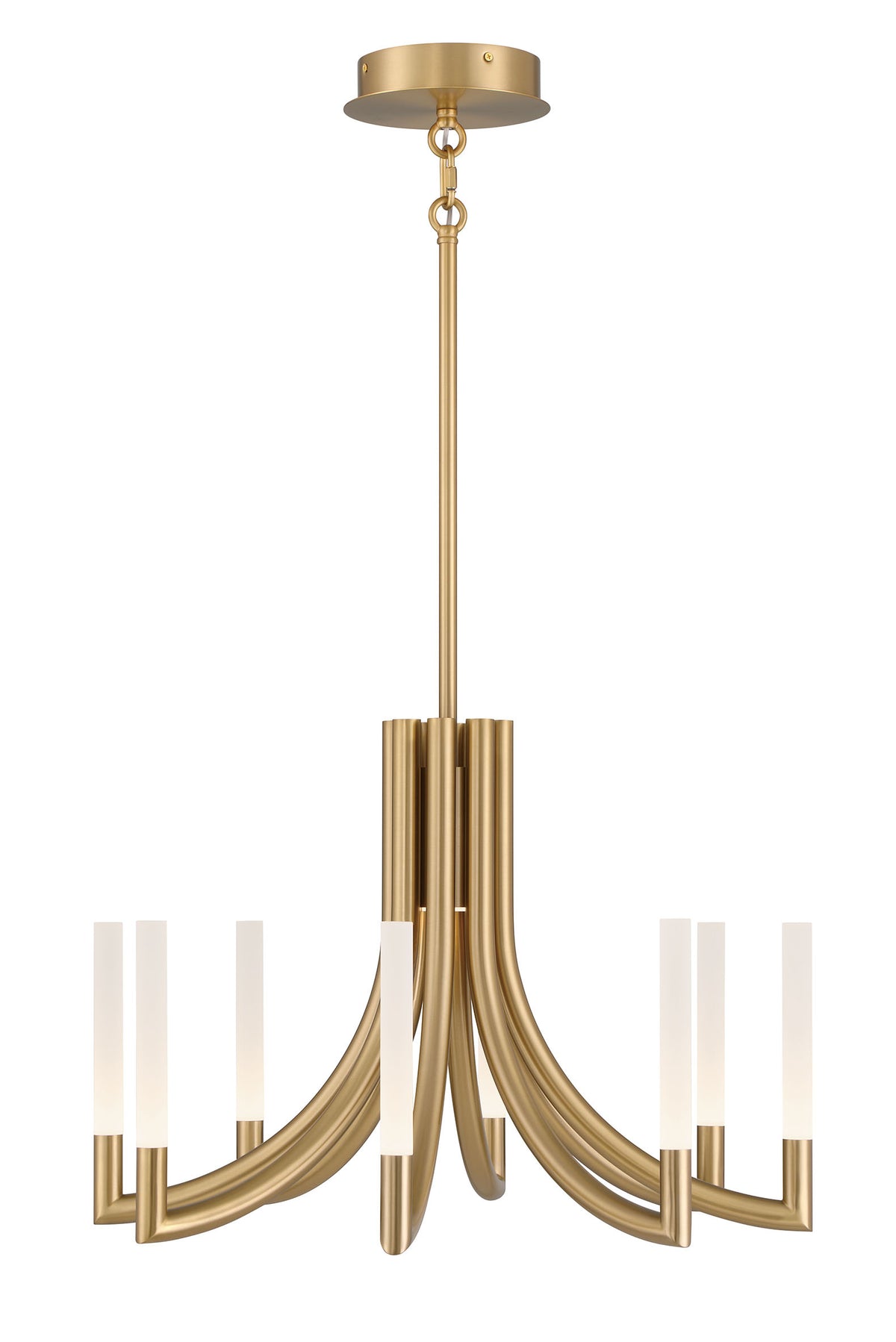 Eurofase Olette 24" 8-Light LED Chandelier, Gold with Frosted Acrylic, front view