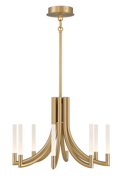 Eurofase Olette 24" 8-Light LED Chandelier, Gold with Frosted Acrylic, front view