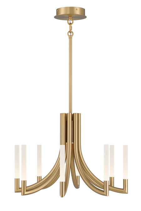 Eurofase Olette 24" 8-Light LED Chandelier, Gold with Frosted Acrylic, front view