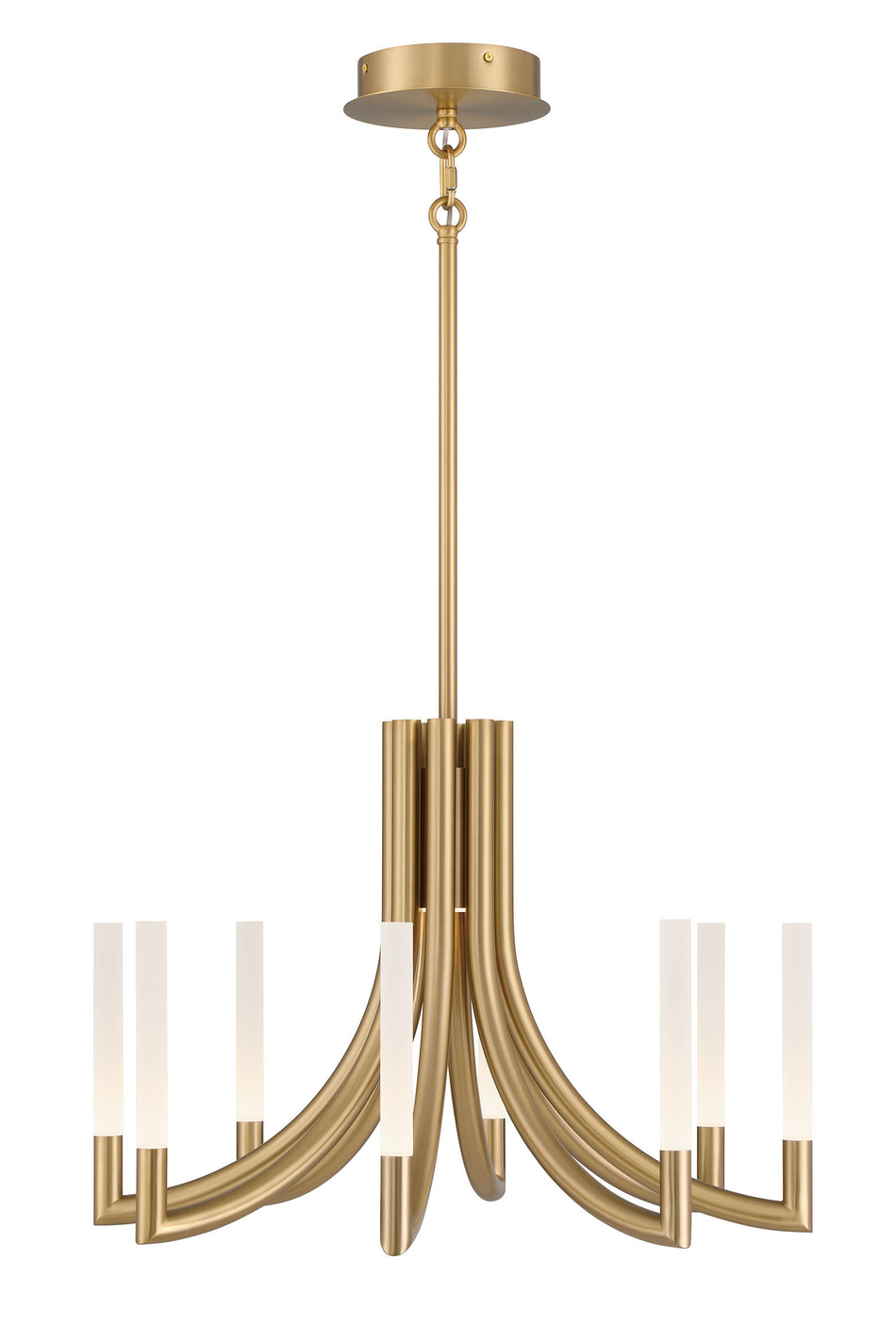 Eurofase Olette 24" 8-Light LED Chandelier, Gold with Frosted Acrylic, front view