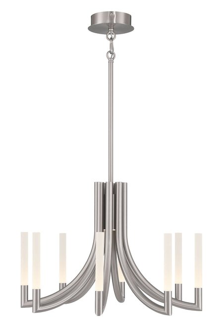 Eurofase Olette 24" 8-Light LED Chandelier, Brushed Nickel with Frosted Acrylic, front view