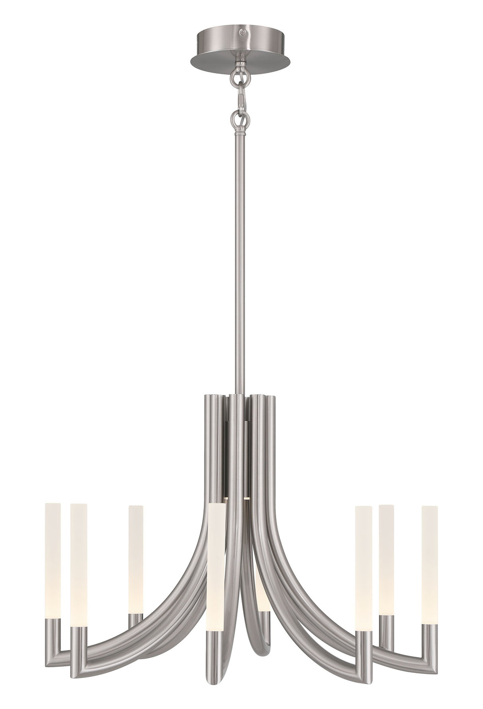 Eurofase Olette 24" 8-Light LED Chandelier, Brushed Nickel with Frosted Acrylic, front view