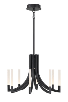 Eurofase Olette 24" 8-Light LED Chandelier, Matte Black with Frosted Acrylic, front view