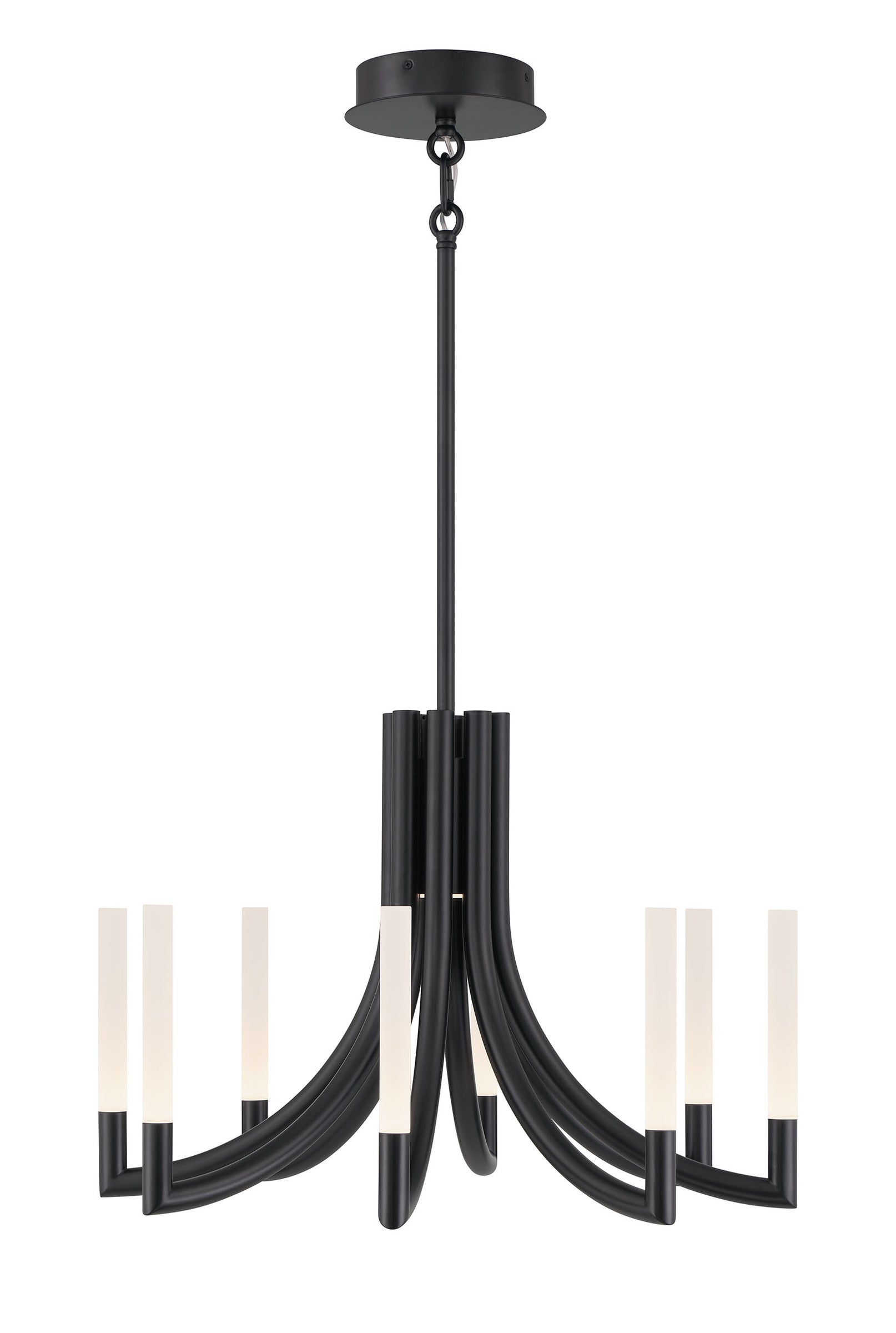 Eurofase Olette 24" 8-Light LED Chandelier, Matte Black with Frosted Acrylic, front view