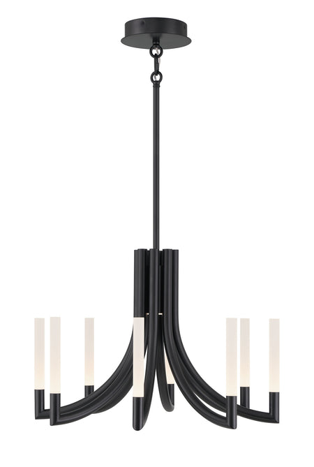 Eurofase Olette 24" 8-Light LED Chandelier, Matte Black with Frosted Acrylic, front view