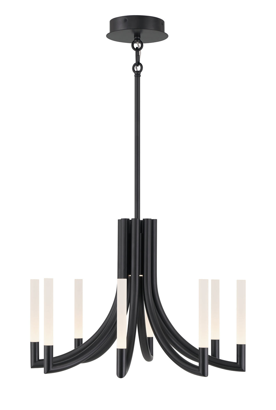 Eurofase Olette 24" 8-Light LED Chandelier, Matte Black with Frosted Acrylic, front view
