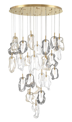 Eurofase Norah 39" 33-Light Chandelier, Gold with Mixed Glass, front view