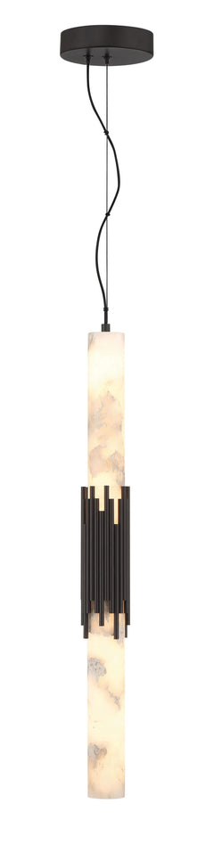 Eurofase Venna 29" Pendant, Urban Bronze with Alabaster, front view