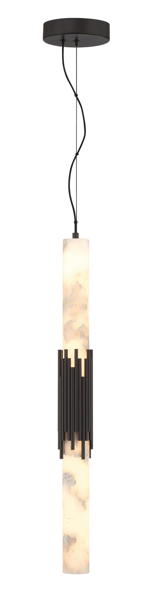 Eurofase Venna 29" Pendant, Urban Bronze with Alabaster, front view