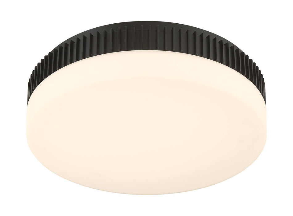 Eurofase Purgos 18" LED Flush Mount, Matte Black with Opal Glass, front view