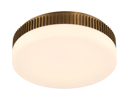Eurofase Purgos 18" LED Flush Mount, Antique Brass with Opal Glass, front view
