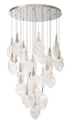 Eurofase Jateo 40" 33-Light LED Chandelier, Polished Nickel with Clear Glass, front view
