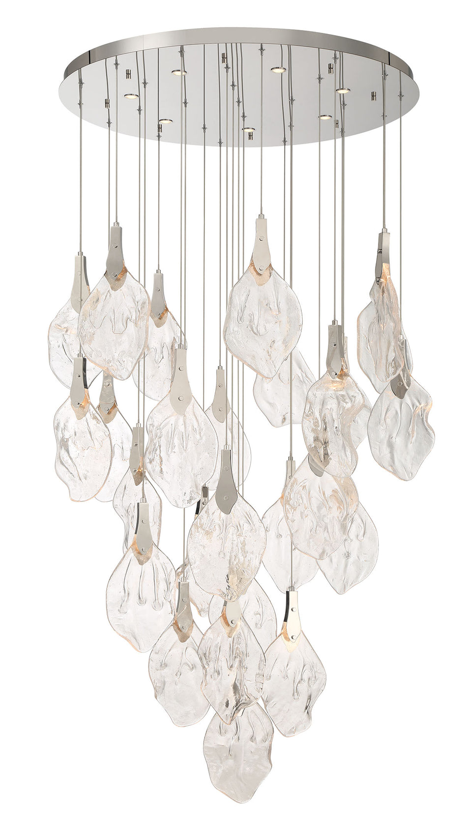 Eurofase Jateo 40" 33-Light LED Chandelier, Polished Nickel with Clear Glass, front view