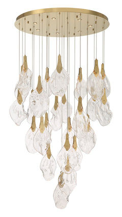 Eurofase Jateo 40" 33-Light LED Chandelier, Gold with Clear Glass, front view