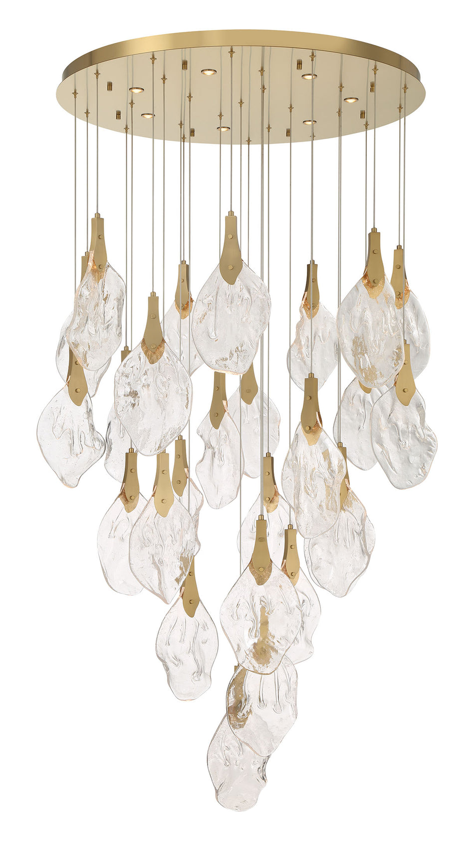 Eurofase Jateo 40" 33-Light LED Chandelier, Gold with Clear Glass, front view