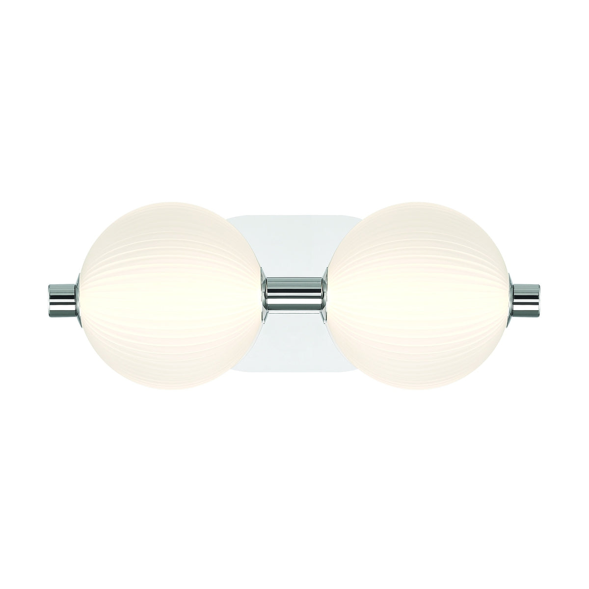 Eurofase Palmas 15" 2-Light LED Vanity, Polished Nickel with White Glass, front view