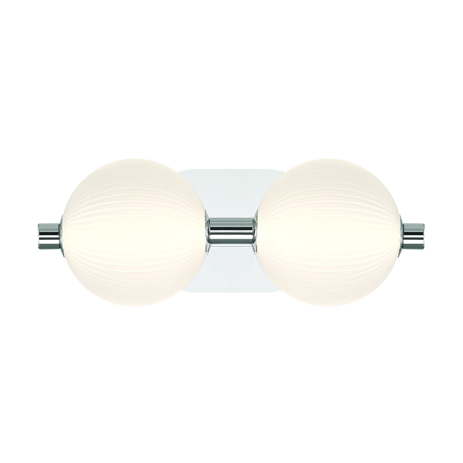 Eurofase Palmas 15" 2-Light LED Vanity, Polished Nickel with White Glass, front view