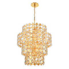 Eurofase Perrene 45" 24-Light Chandelier, Gold with Clear Glass, front view
