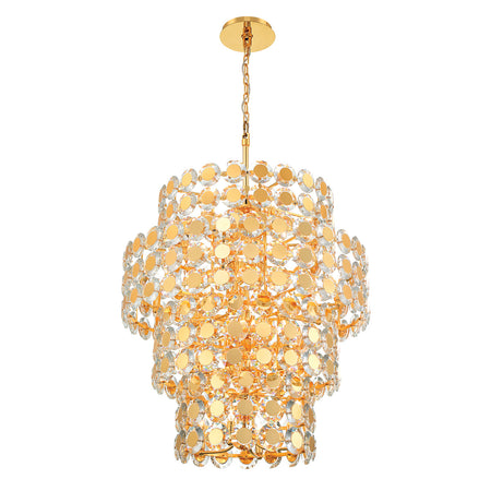Eurofase Perrene 45" 24-Light Chandelier, Gold with Clear Glass, front view