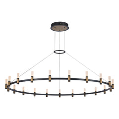 Eurofase Albany 60" 21-Light LED Chandelier, Brass-Black Mix with White Acrylic, front view