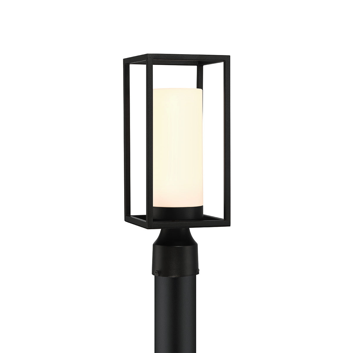 Eurofase Ren 15" Outdoor Wall Light, Powder Coat Black with White Glass, front view