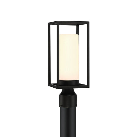 Eurofase Ren 15" Outdoor Wall Light, Powder Coat Black with White Glass, front view