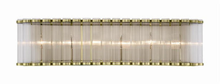 Eurofase Glasbury 32" 6-Light Vanity, Gold with Ribbed Glass, front view