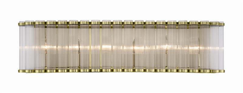 Eurofase Glasbury 32" 6-Light Vanity, Gold with Ribbed Glass, front view